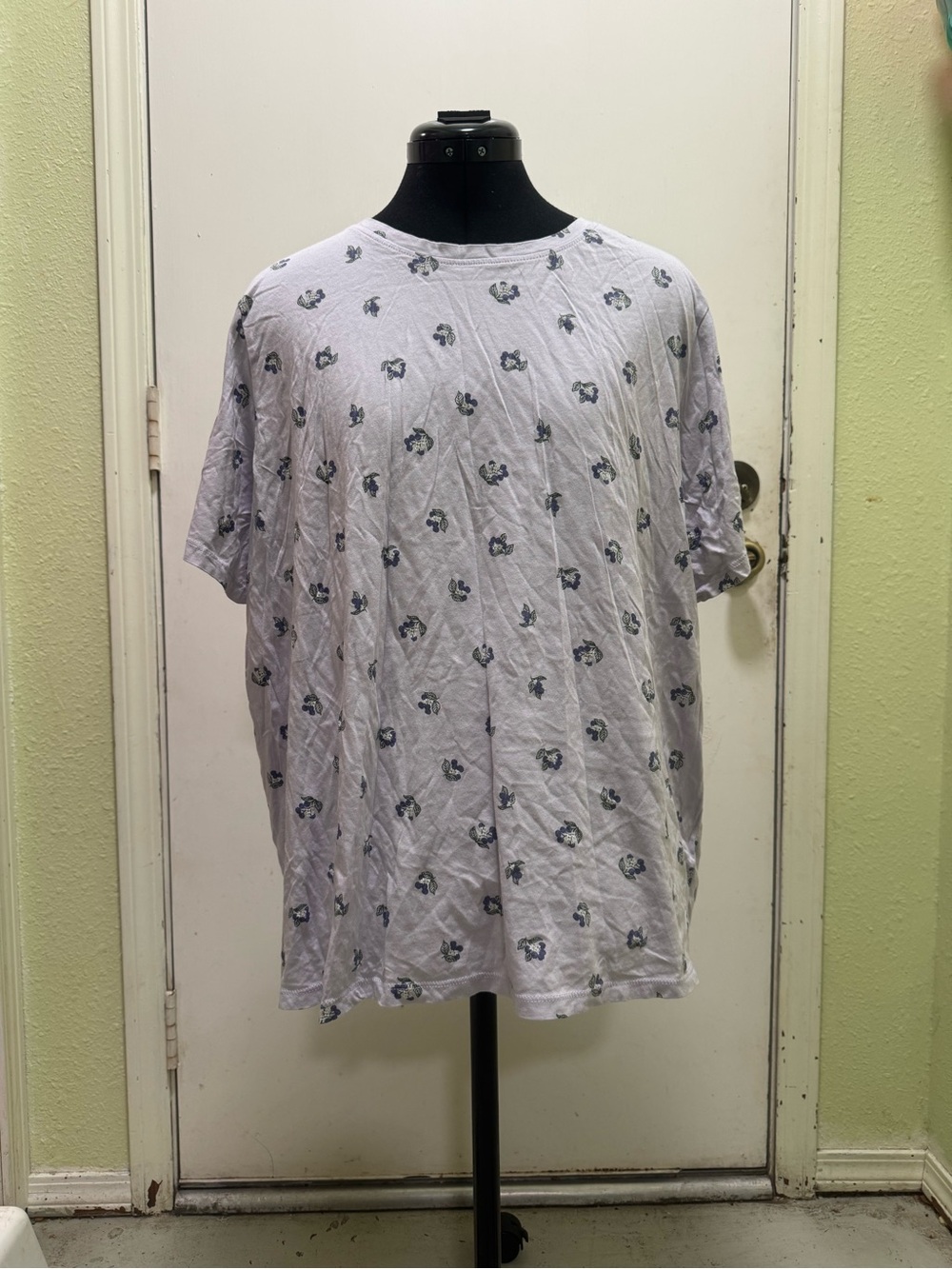 dip White Short-Sleeve Tee with Small Blue Floral Print 3X